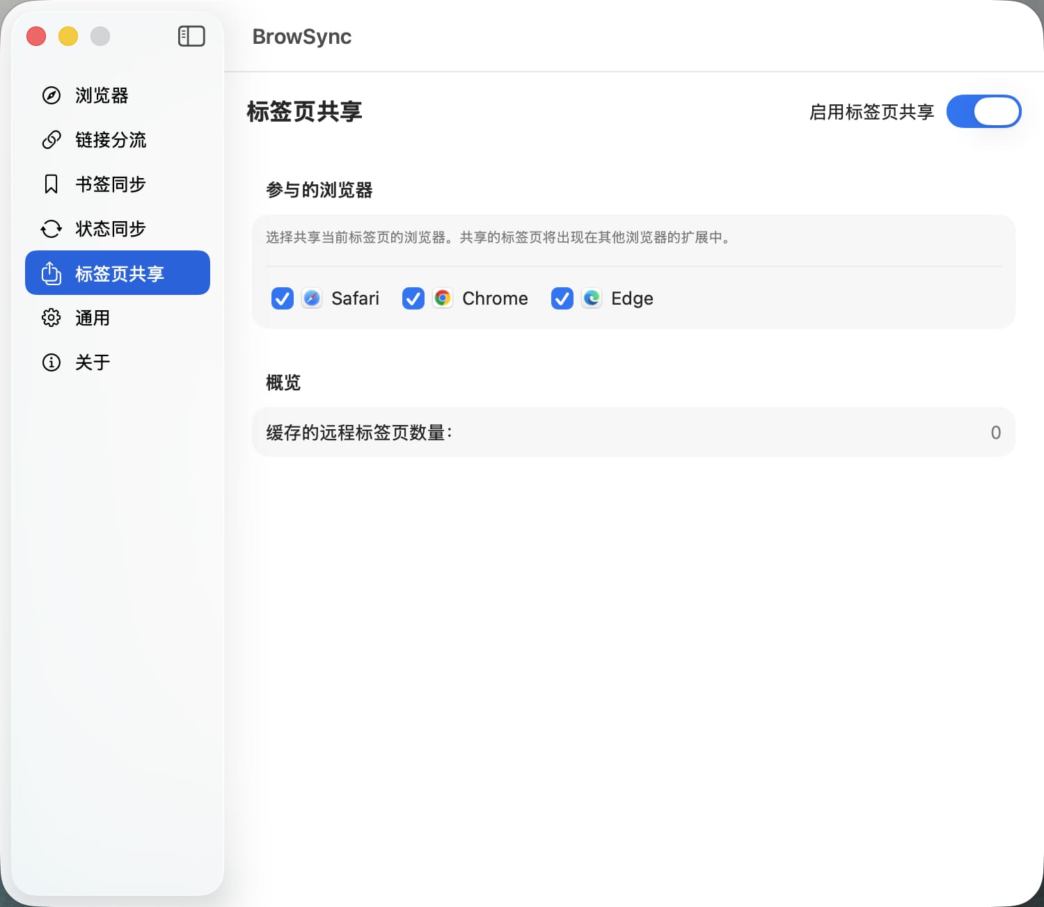 BrowSync 跨浏览器标签页共享
